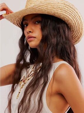 Free People Fame Straw Cowboy Hat – Natural – NWT